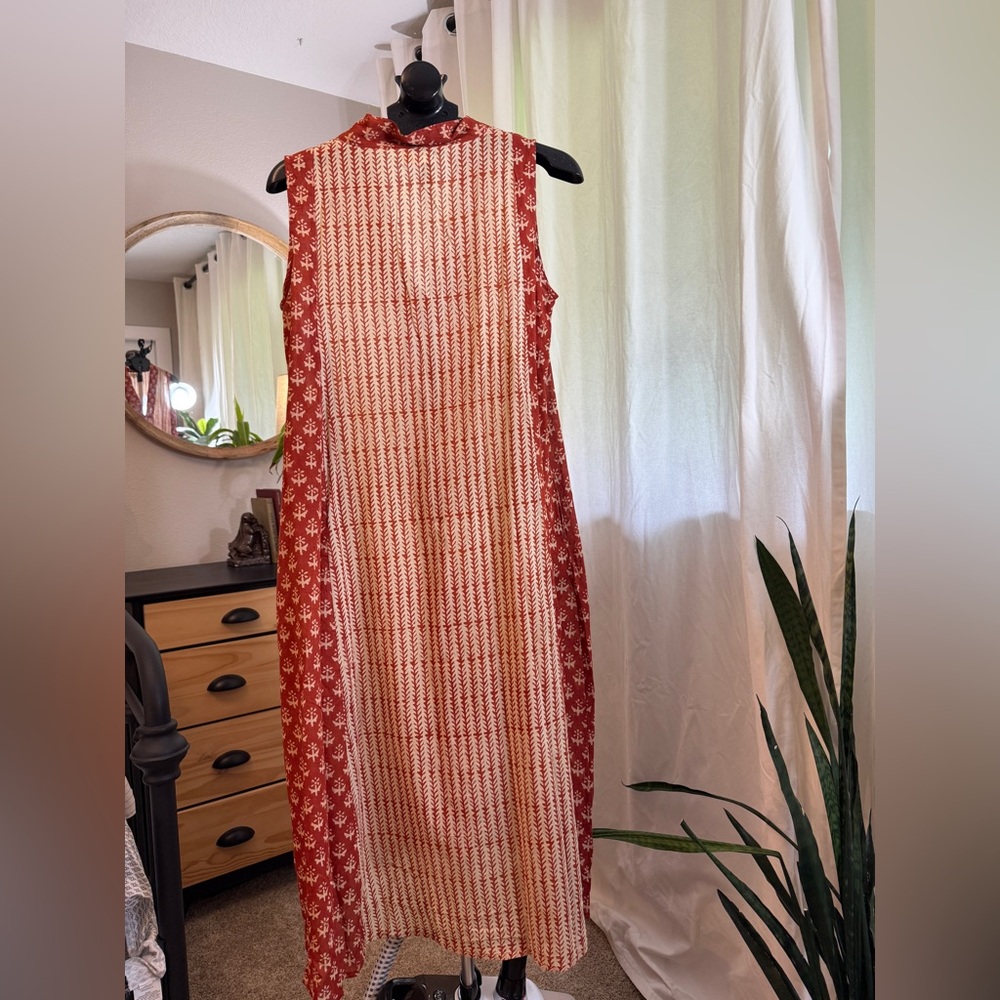 Cost Plus World Market Red and Cream Sleeveless Maxi Dress - Picture 2 of 3